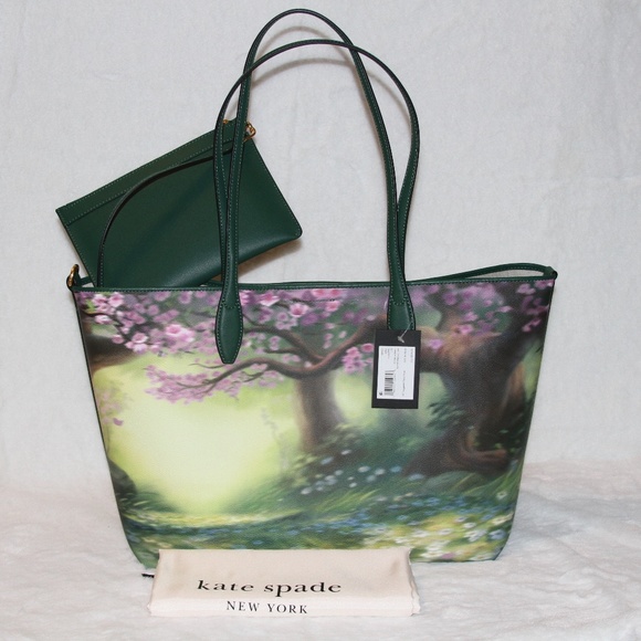 Kate Spade x Disney Bambi Thumper Sutton Tote Bag Purse Handbag Forest Scene - Picture 4 of 8